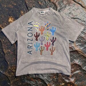 Vintage 90s Arizona Cactus Art T Shirt Resort Images Size L Single Stitch USA